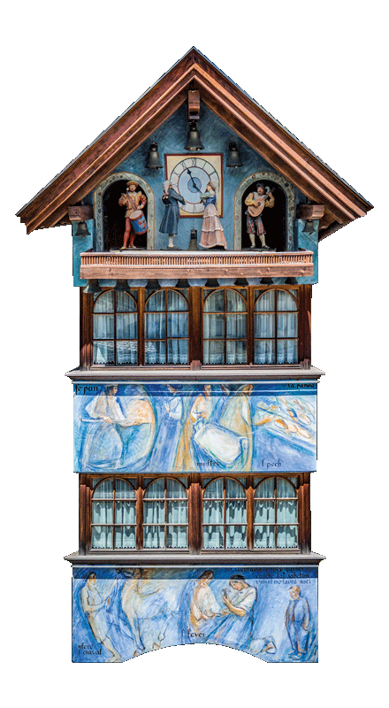 Musical Clock at Casa Sarteur – landmark of Selva Val Gardena